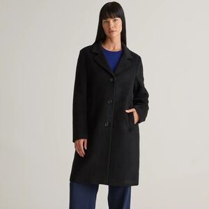 NWT QUINCE Camel-Hair Single-Breasted Midi Coat Black Small 3751